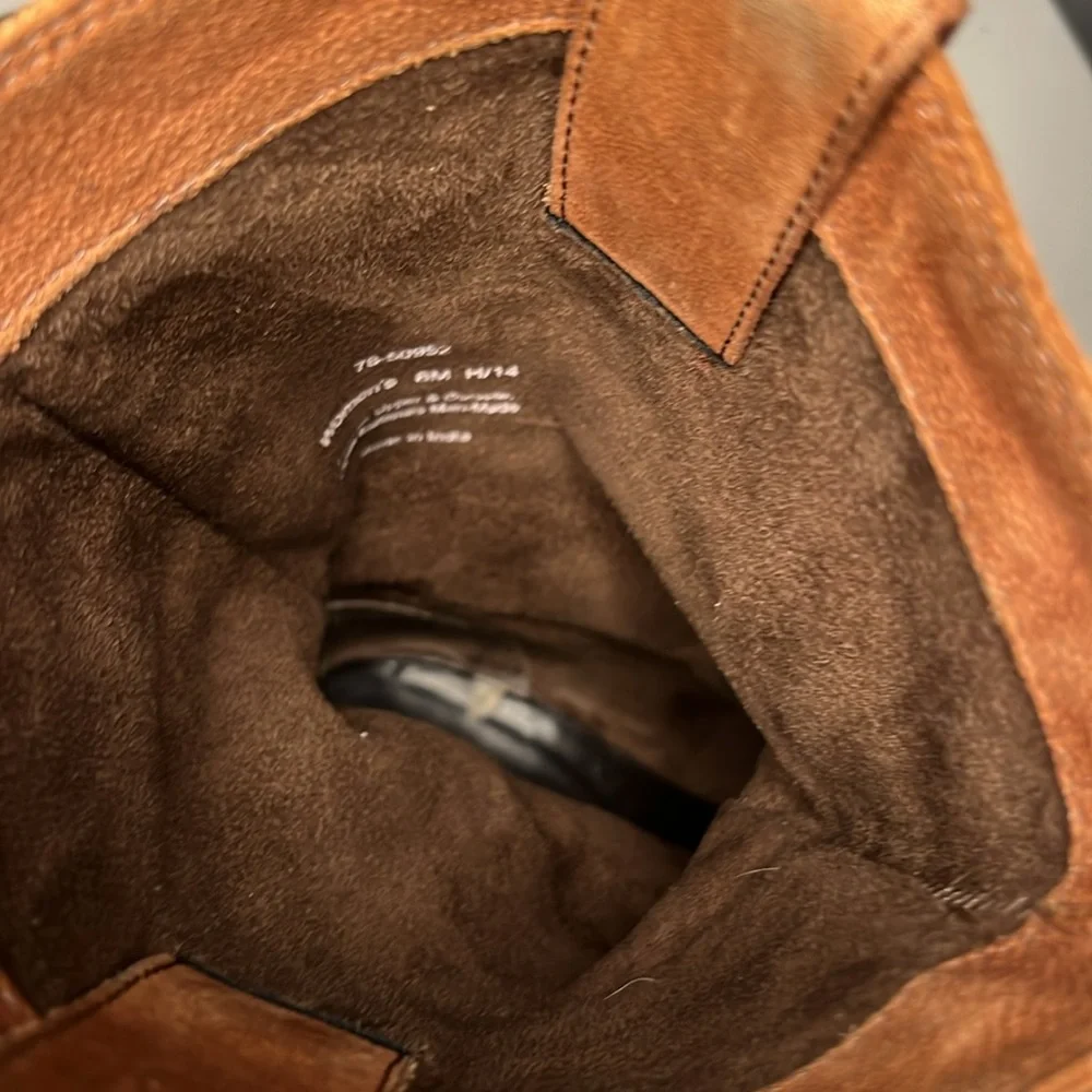 Johnston & Murphy Mid Calf Brown Leather Moto Style Pull On Harness Boots Size 8 - Picture 7 of 16